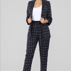 FashionNova “Back On the Grind” Navy Blazer Set